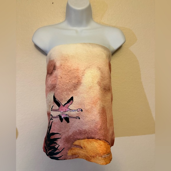 Kloset Red Carpet Artsy Abstract Print  strapless Top Sz 0-2 Bra insert  NEW - Picture 2 of 11